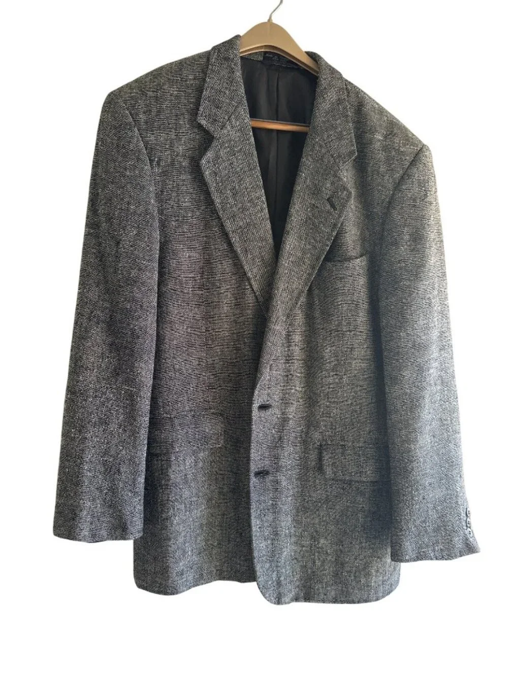 Gianelli Mens 42L Dress Sports Tweed Jacket 100% Pure Silk Grey